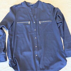 Calvin Klein navy long-sleeve blouse